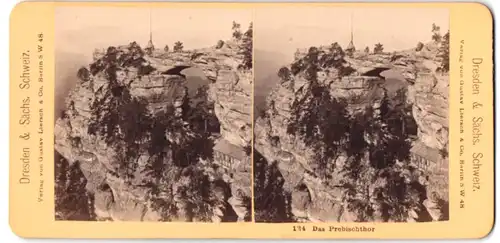 Stereo-Fotografie Gustav Liersch, Berlin, Ansicht Prebischtor, Blick auf die Felsformation