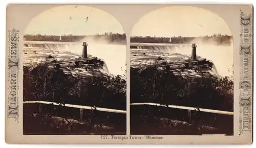 Stereo-Fotografie T.H. Ford, Belleville, Ansicht Niagara Falls / NY, Terrapin-Tower, Niagarafälle
