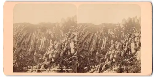 Stereo-Fotografie Fotograf unbekannt, Ansicht Montserrat / Katalonien, Blick zu Gipfel