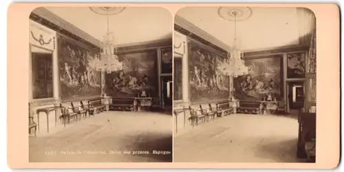 Stereo-Fotografie Fotograf unbekannt, Ansicht El Escorial, Salon des princes, Palais d'Escurial
