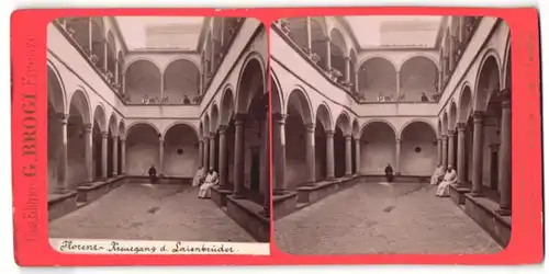 Stereo-Fotografie G. Brogi, Firenze, Ansicht Florenz, Kreuzgang der Laienbrüder