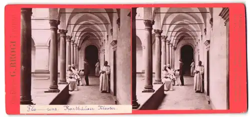Stereo-Fotografie G. Brogi, Firenze, Ansicht Florenz, Mönche im Karthäuser Kloster