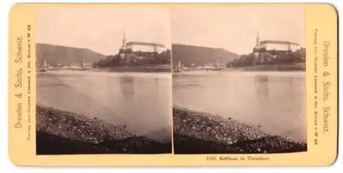 Stereo-Fotografie Gustav Liersch, Berlin, Ansicht Tetschen, Flussblick mit Schloss