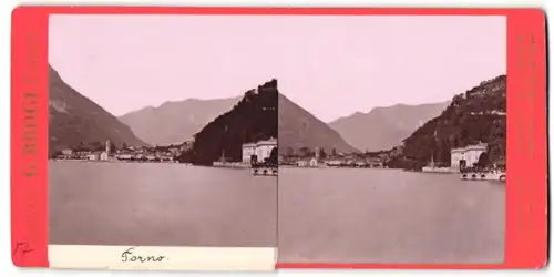 Stereo-Fotografie G. Brogi, Firenze, Ansicht Torno, Seeblick zum Ort