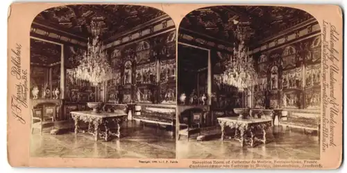 Stereo-Fotografie J. F. Jarvis, Washington, DC, Ansicht Fontainebleau, Empfangssaal Catherine Medici`s