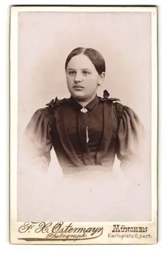 Fotografie F. X. Ostermann, München, Portrait junge Dame mit zurückgebundenem Haar