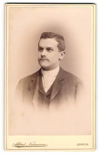 Fotografie Alfred Naumann, Leipzig, Portrait stattlicher Herr in modischer Kleidung mit Krawatte
