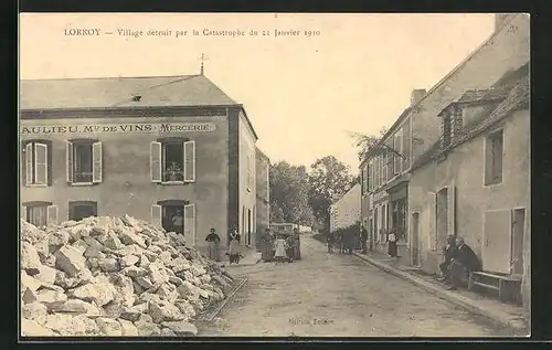 AK Lorroy, Village détruit par la Catastrophe du 21 Janvier 1910