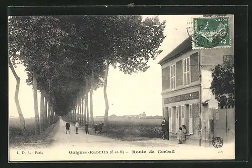 AK Guignes-Rabutin, Route de Corbeil, Cafe-Restaurant de la Sucrerie