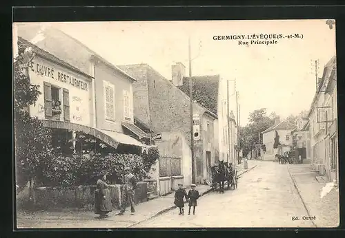 AK Germigny-l`Eveque, Rue Principale, Restaurant an der Hauptstrasse