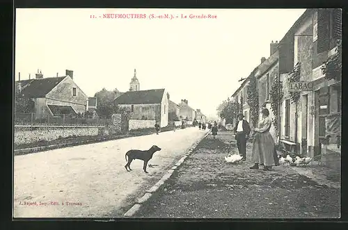 AK Neufmoutiers, La Grande-Rue, Strassenansicht