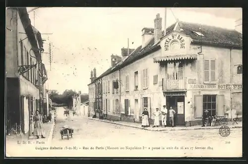 AK Guignes-Rabutin, Rue du Paris et Hotel Ste. Barbe