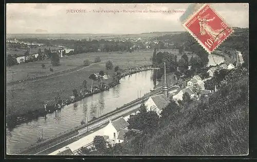 AK Jeufosse, Vue d`ensemble, Perspective sur Bonnières et Bennecourt