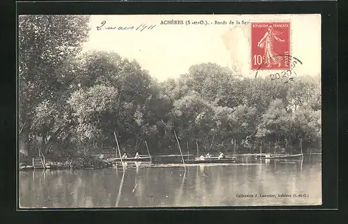 AK Achères, Bords de la Seine