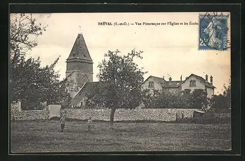 AK Saint-Lambert, Vue Pittoresque sur l`Èglise et les Ècoles