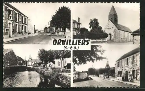 AK Orvilliers, vier Motive aus dem Ort