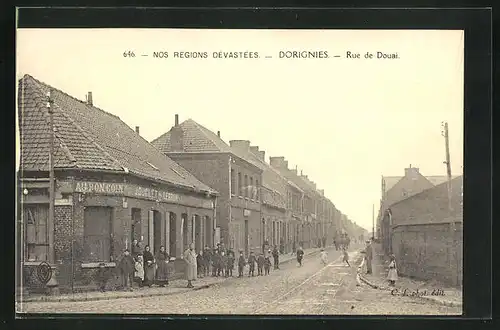 AK Dorignies, Rue de Douai, Strassenpartie