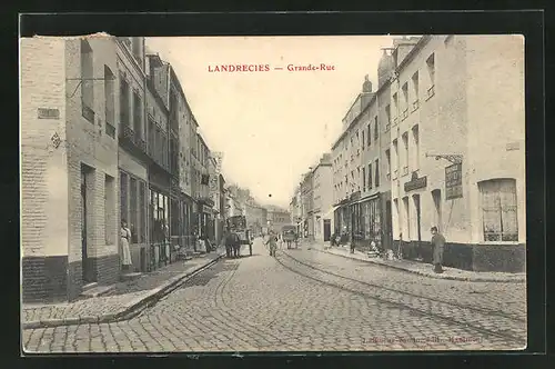 AK Landrecies, Grande-Rue, Strassenpartie