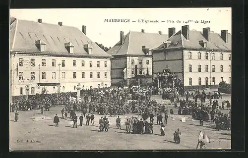 AK Maubeuge, L`Esplanade, Fete du 145me Ligne