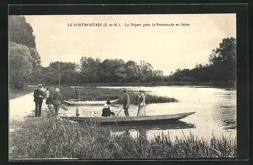 AK Le Portmontain, Le Départ pour la Promenade en Seine