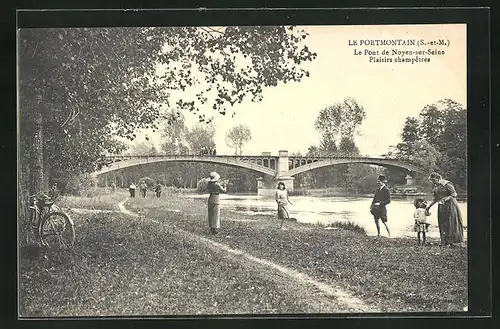 AK Le Portmontain, Le Pont de Noyen-sur-Seine, Plaisirs champêtres