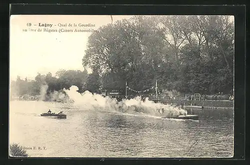 AK Lagny, Quai de la Gourdine, un jour de Regates