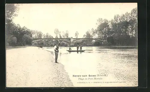 AK Noyen-sur-Seine, Plage du Port-Montain