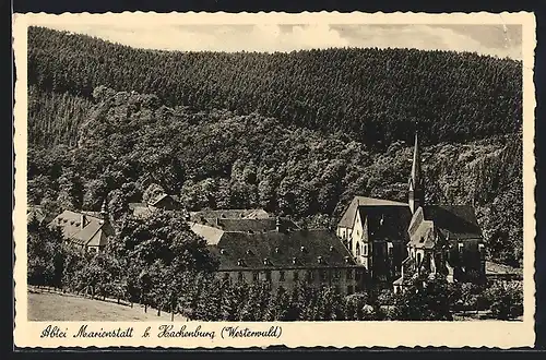 AK Hachenburg /Westerwald, Abtei Marienstatt aus der Vogelschau