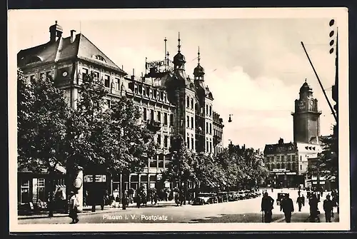 AK Plauen i. V., Am Postplatz