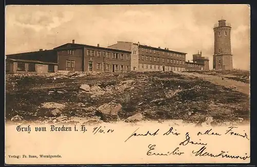 AK Brocken i. H., Gebäude und Turm