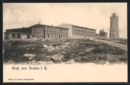 AK Brocken /Harz, Gebäude- und Turmansicht
