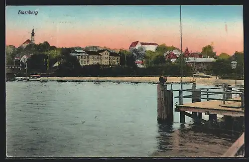 AK Starnberg, Ortsansicht vom Wasser aus