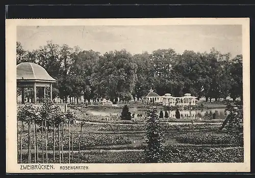 AK Zweibrücken, Blick in den Rosengarten