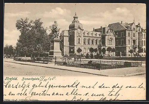 AK Krefeld, Bismarckplatz mit Anlagen