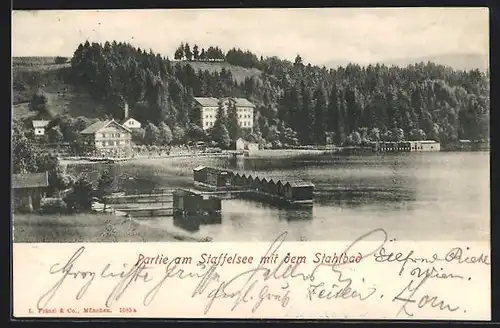 AK Murnau am Staffelsee, Partie mit Stahlbad