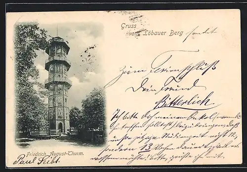 AK Löbau, Friedrich August-Thurm auf dem Löbauer Berg
