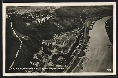 AK Rothenfels a. Main, Fliegeraufnahme mit Burg