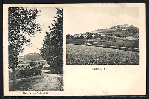 AK Bad Brückenau, Blick auf Kloster Volkersberg und Dorfansicht mit Kloster