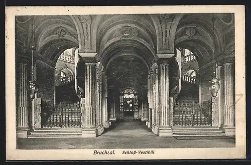 AK Bruchsal, Innenansicht vom Schloss-Vestibül