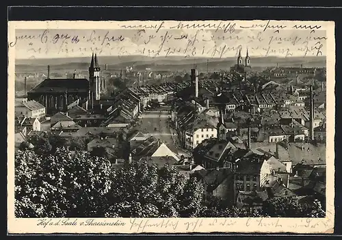AK Hof a. d. Saale, Generalansicht mit der Stadtkirche vom Theresienstein aus