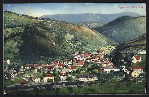 AK Oppenau i. Renchtal, Teilansicht mit Kirche