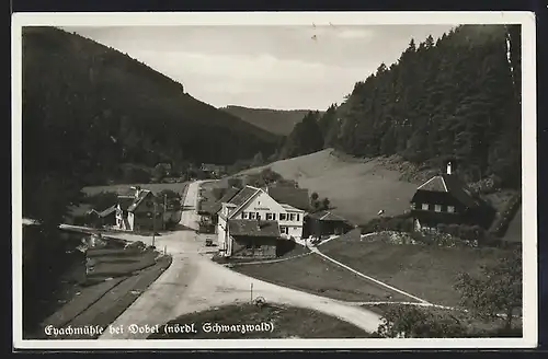 AK Dobel /Schwarzwald, Gasthaus Eyachmühle mit Strassenpartie