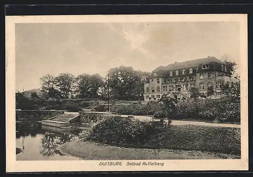 AK Duisburg, Solbad Raffelberg mit Teich
