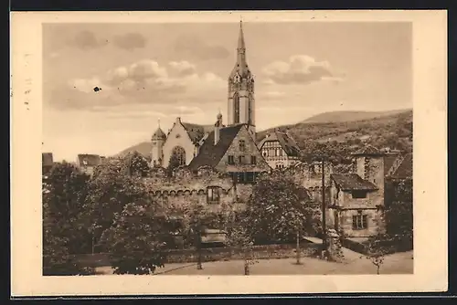 AK Heidelberg-Handschuhsheim, Blick auf die Tiefburg Jugendherberge für Mädchen und Friedenskirche