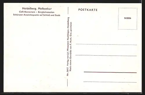 Künstler-AK Heidelberg, Cafe-Restaurant Molkenkur