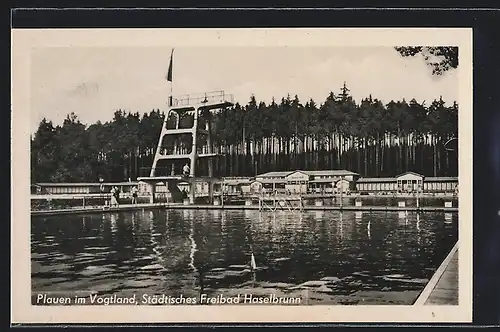 AK Plauen im Vogtland, Städtisches Freibad Haselbrunn