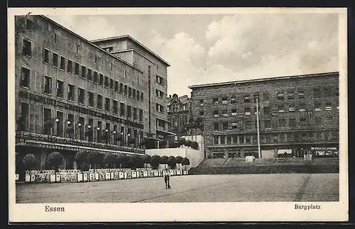 AK Essen, Burgplatz mit Geschäft