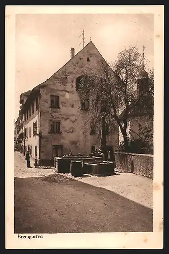 AK Bremgarten im Aargau, Ortspartie mit Brunnen