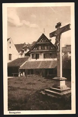 AK Bremgarten im Aargau, Ortspartie mit Wegekreuz