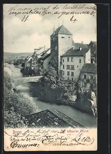 AK Brugg, Schwarzer Thurm und Brücke